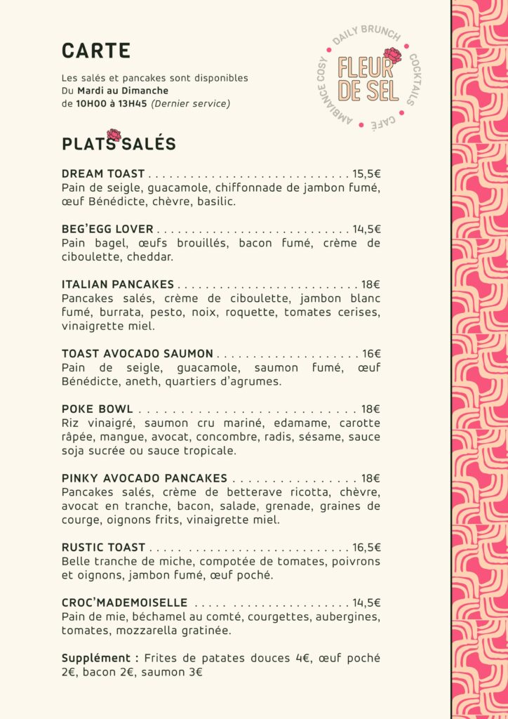 Fleur de sel - menu : plats salés